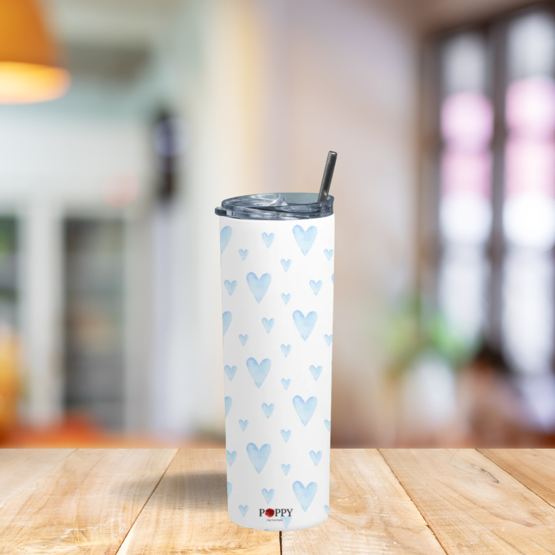 Baby Blue Hearts Tumbler Bottle