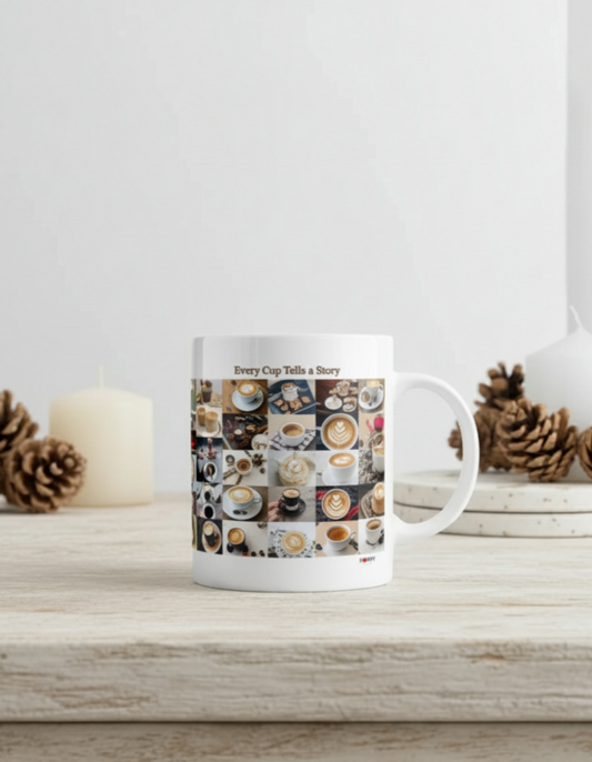 (1 piece) Coffee Collage Mug