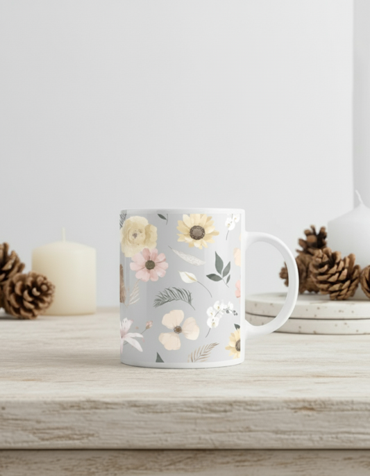 (1 piece)Tropical Flowers Mug