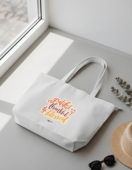 Grateful & Blessed Large Tote Bag