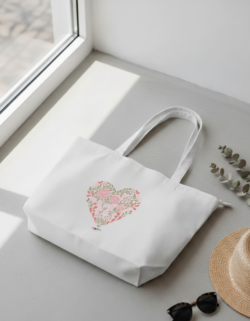 Flower Heart Large Tote Bag