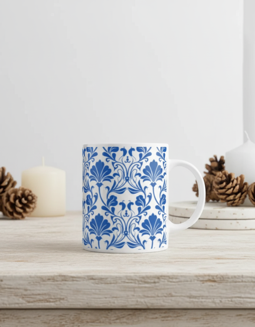 (1 piece)Indigo Pattern Mug