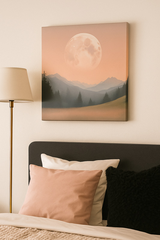 Aesthetic Pink Moon Canvas Poster 8x8inch