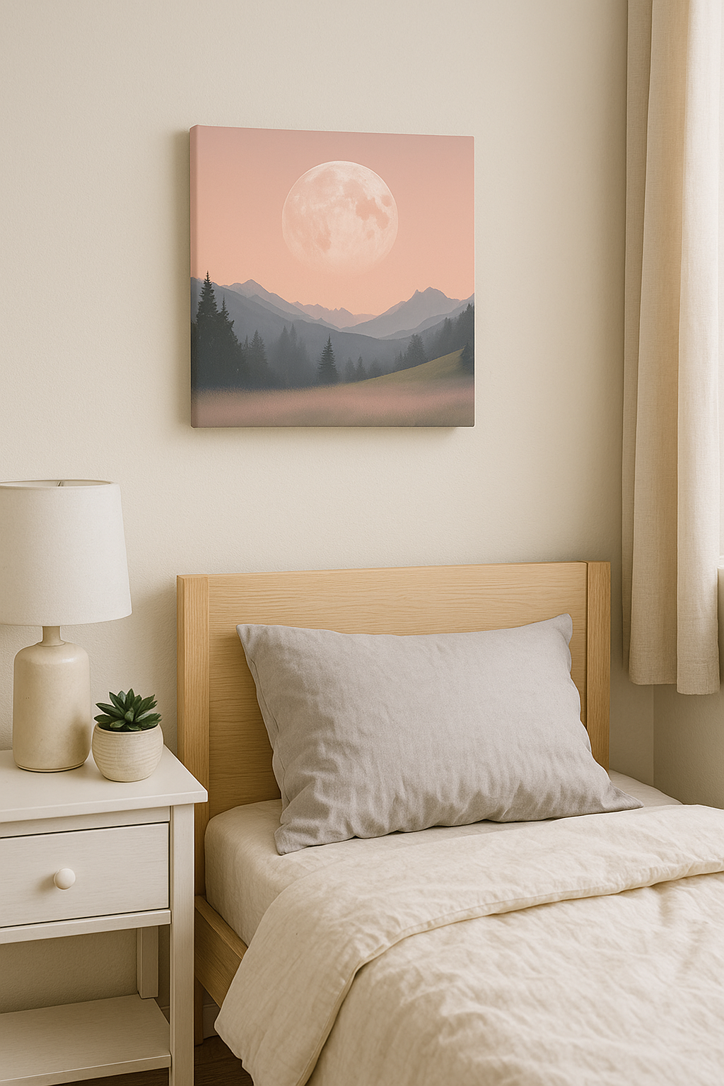 Aesthetic Pink Moon Canvas Poster 8x8inch