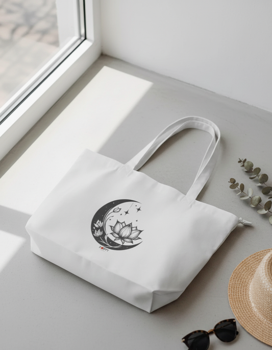 Moon Lotus Large Tote Bag