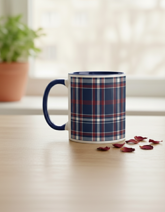 Navy Checkered Mug