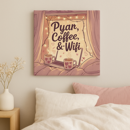 Pyaar, Coffee, Wifi Canvas Poster