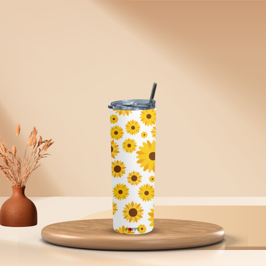 Sunflower White Tumbler Bottle