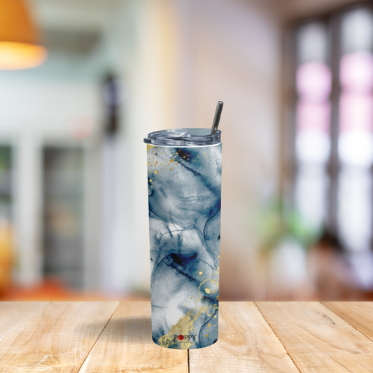 Abstract Navy and Gold Tumbler Bottle